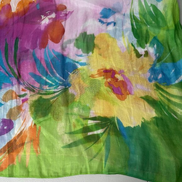 Lauren Ralph Lauren Watercolor Scarf Floral Square Viscose Colorful - Picture 5 of 7